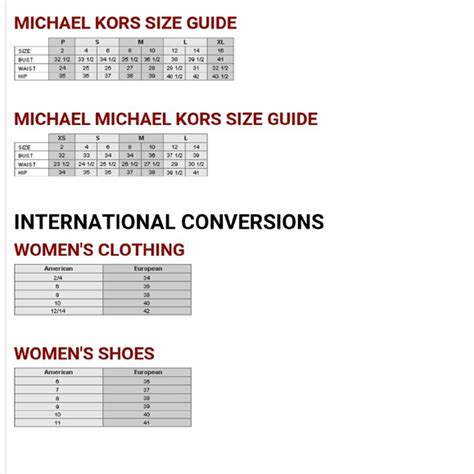 chart size michael kors shoes|Michael Kors size chart for women.